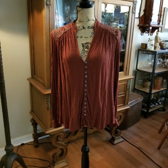 Free People Canyon Rose high-lo blouse size Medium - Picture 1 of 9